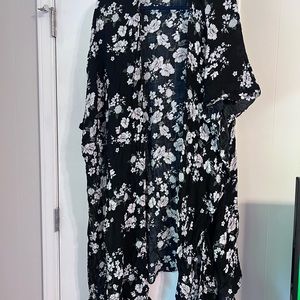 Black flowered cover up